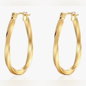 Gorgeous Neiman Marcus 18KT Gold Vermeil Oval hoop Earrings